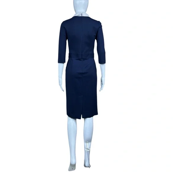 Victoria by Victoria Beckham Nitta Navy Sheath Midi Dress MEDIUM Preppy Academia
